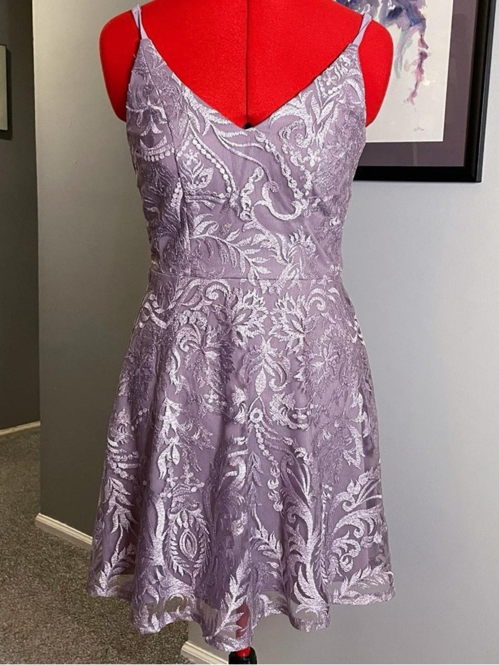 Speechless Lavender Lace Fit-and-Flare Dress